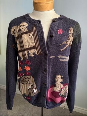 Vintage Northern Reflections Dog Lover Cardigan 100% Cotton Medium